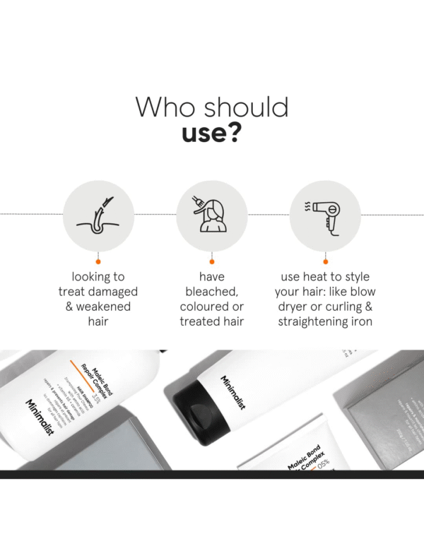 Minimalist Bond Repair Shampoo For Damaged, Dry & Frizzy Hair, Maleic Bond Repair Complex 3.5% - Image 3