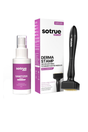 Sotrue Derma Stamp with Sanitizer for Hair Growth | Titanium Coated Adjustable Needles 0.25mm to 3mm