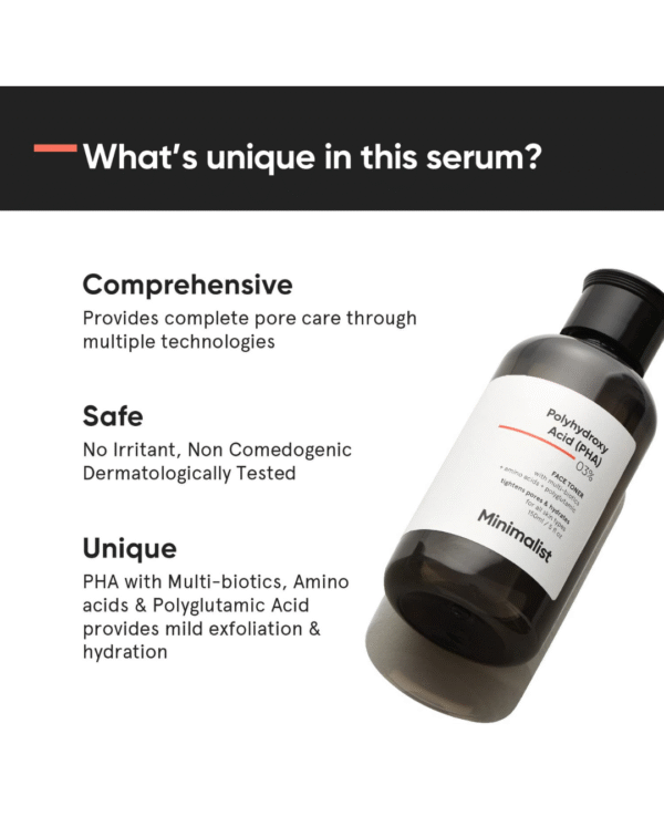 Minimalist Anti Acne PHA 3% Face Toner for Oily Skin | Pore Tightening & Mild Exfoliation For All Skin - Image 3
