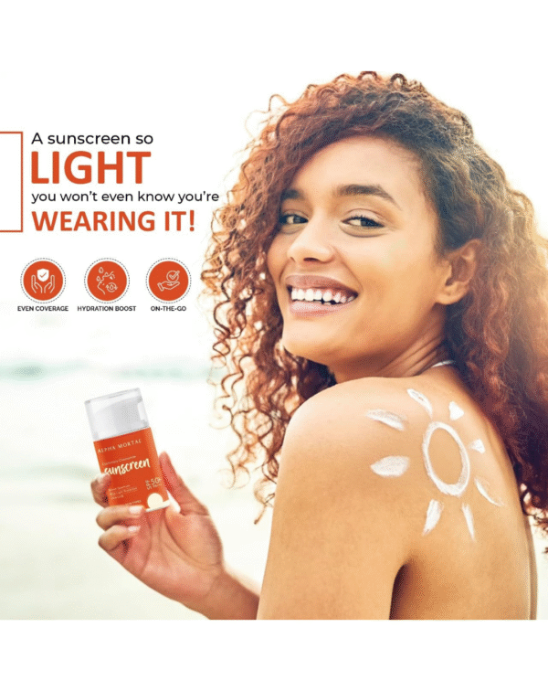Alpha Mortal Sunscreen Gel SPF 50 PA+++ | Non-Greasy, No White Cast | Blue Light, UVA & UVB Protection - Image 3