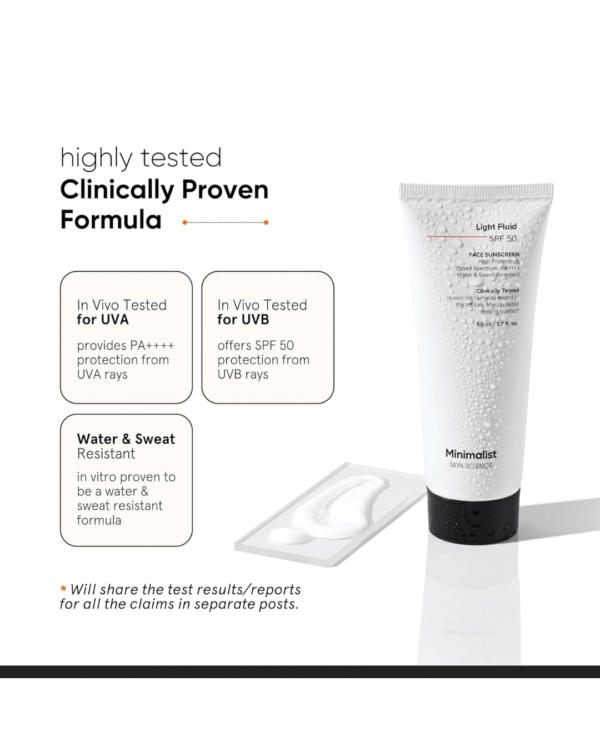 Click to see full view Minimalist Light Fluid Sunscreen SPF 50 for Oily Skin (PA++++) | Clinically Tested in US| No White Cast - Image 3
