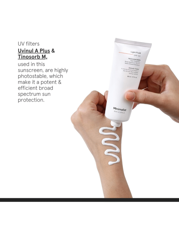 Click to see full view Minimalist Light Fluid Sunscreen SPF 50 for Oily Skin (PA++++) | Clinically Tested in US| No White Cast - Image 4