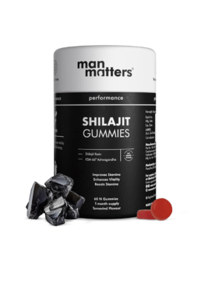 Man Matters Pure Himalayan Shilajit/Shilajeet Gummies with 75% Fulvic Acid & KSM 66 Ashwagandha