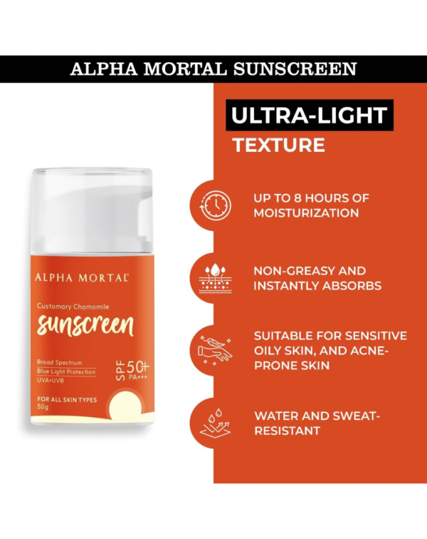 Alpha Mortal Sunscreen Gel SPF 50 PA+++ | Non-Greasy, No White Cast | Blue Light, UVA & UVB Protection - Image 4
