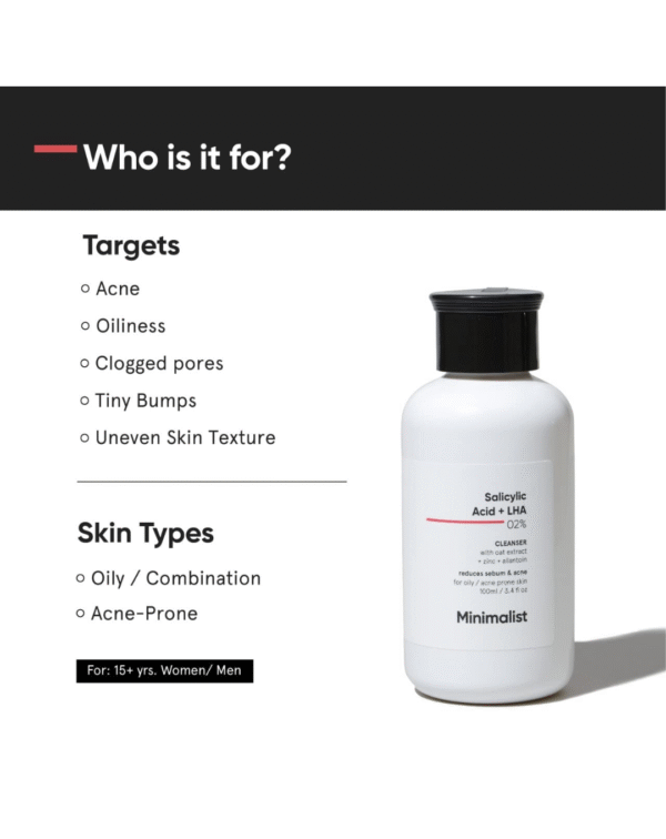 Minimalist Salicylic Acid Face Wash and Body Wash Combo | Anti Acne Cleanser + Shower Gel - Image 4