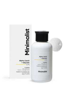 Minimalist 7% ALA + Glycolic Brightening Face Wash | Cleanser with ALA For Glowing Skin, AHA for Exfoliation and Vitamin B5