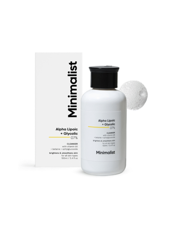 Minimalist 7% ALA + Glycolic Brightening Face Wash | Cleanser with ALA For Glowing Skin, AHA for Exfoliation and Vitamin B5