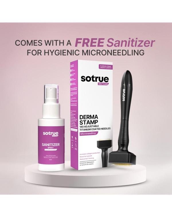 Sotrue Derma Stamp with Sanitizer for Hair Growth | Titanium Coated Adjustable Needles 0.25mm to 3mm - Image 4