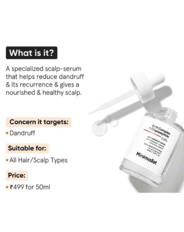 Minimalist Anti-Dandruff Hair Serum for Scalp | Pre Shampoo Treatment with CPH Complex & Oligopeptide 0.8% - Image 3