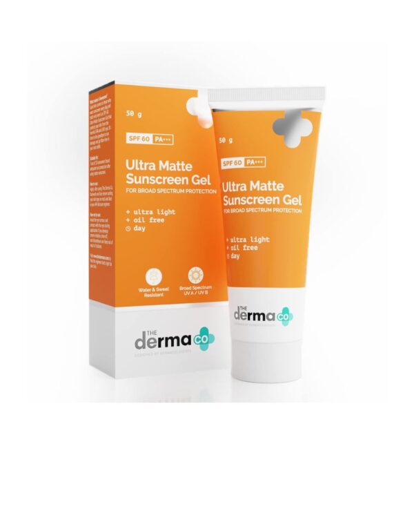 The Derma Co Ultra Matte Sunscreen Gel with SPF 60|Prevents Sun Damage|For all skin type, 50 g
