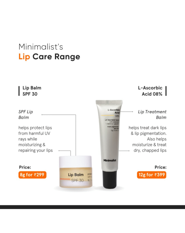 Minimalist Lip Treatment Balm for Pigmented & Dark Lips | 8% L-Ascorbic Acid with Vitamin E, - Image 4