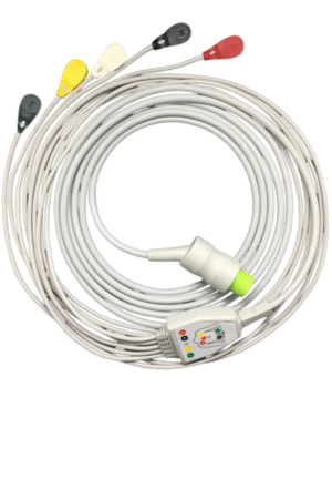 Nihon Kohden 5 Lead ECG Monitoring Cable(Button/Snap) Compatible with Spacelabs/Aspen/BCI/BPL/Contec/Edan/GE/Draeger/Mindray/Nellcor/Philips/Mediana/Medicaid
