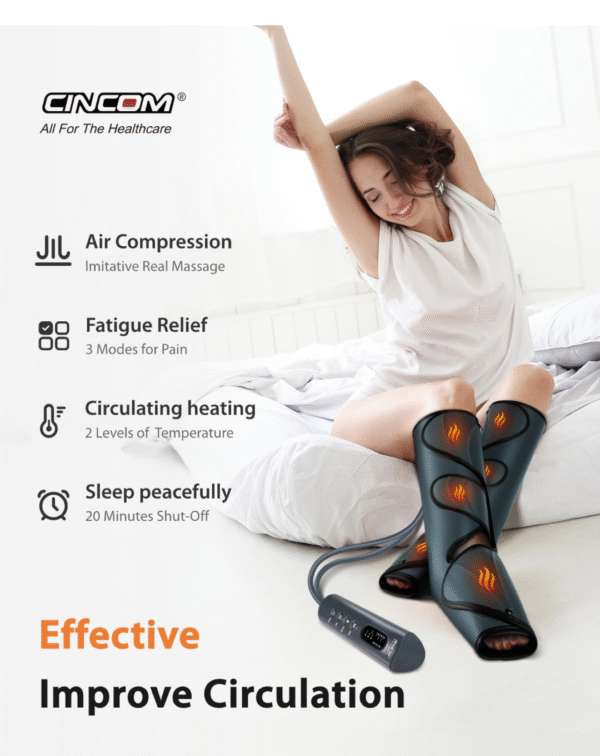 CINCOM Leg Massager with Heat and Compression, Legs Massage for Circulation and Pain Relief FSA HSA, Heating Calf Leg Air - Image 2