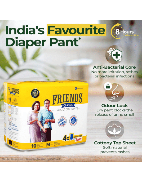 Friends Classic Adult Diapers Pants Style - 30 Count (Medium) with odour lock - Image 2