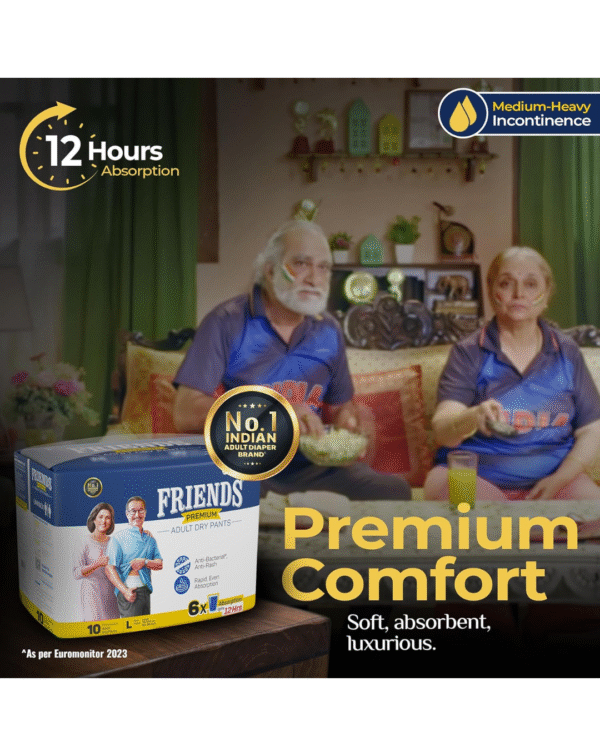 Friends Premium Adult Diapers Pants Style - 30 Count (Large) with odour lock, Unisex - Image 2