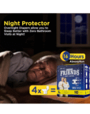 Friends Overnight Adult Diapers Tape Style - 30 Count (Large) with odour lock