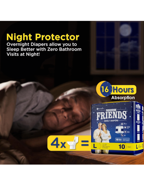 Friends Overnight Adult Diapers Tape Style - 30 Count (Large) with odour lock - Image 2