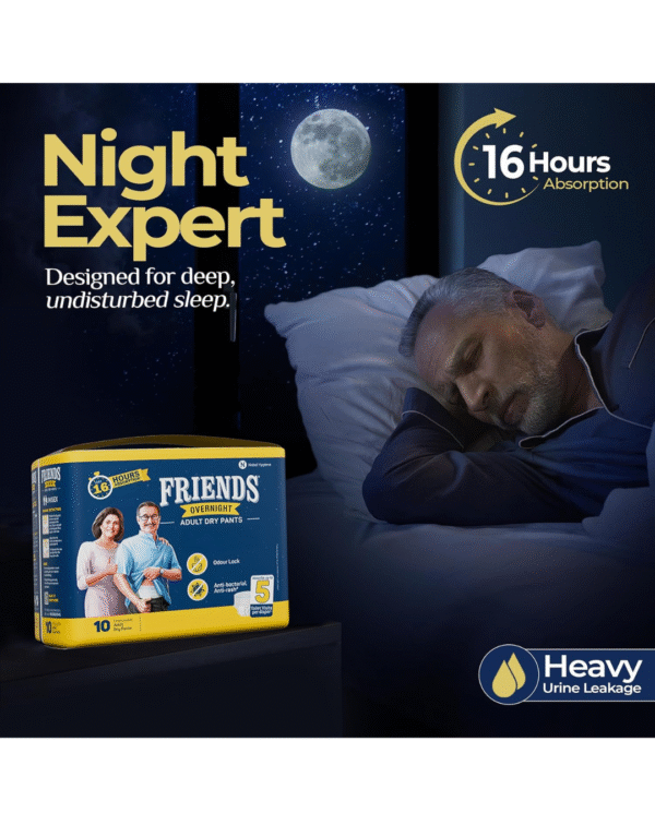 Friends Overnight Adult Diapers Pants Style - 30 Count (Medium) with odour lock - Image 3