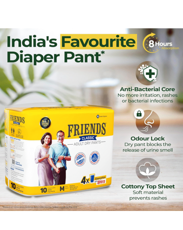Friends Classic Adult Diapers Pants Style - 30 Count (Medium) with odour lock - Image 2