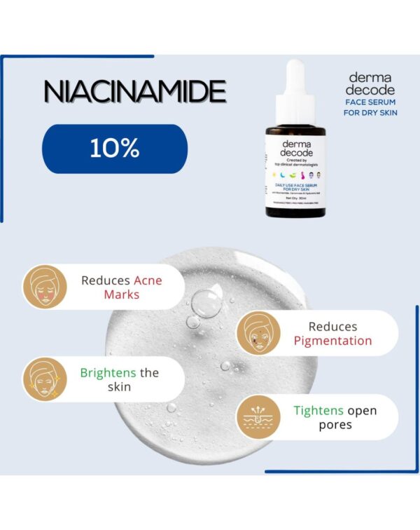 Derma Decode 10% Niacinamide Face Serum for Dry Skin, Open Pores Serum - Image 2