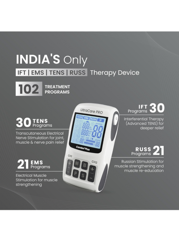 UltraCare PRO Combo3 Plus - Portable IFT Physiotherapy Machine with Advanced TENS & (EMS) Electric Muscle Stimulator Physiotherapy machine - Image 3