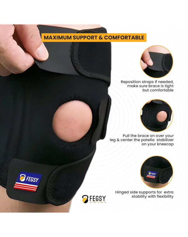 FEGSY Adjustable Knee Cap Support Brace For Knee Pain, Gym Workout, Running, Arthritis, And Protection For Men And Women,Non Toxic (2), Free Size - Image 4