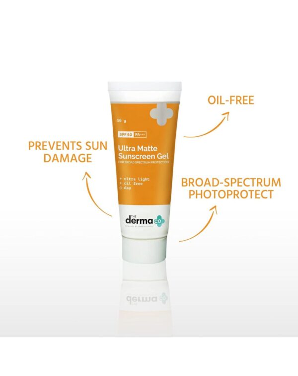The Derma Co Ultra Matte Sunscreen Gel with SPF 60|Prevents Sun Damage|For all skin type, 50 g - Image 2