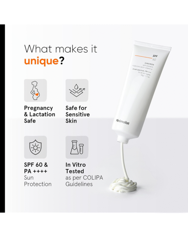 Minimalist Sunscreen SPF 60 PA ++++ | Pregnancy Safe | For Sensitive Skin | Broad Spectrum Sunscreen SPF 50 - Image 3