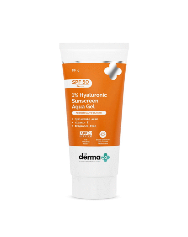 The Derma Co 1% Hyaluronic Sunscreen Aqua Gel SPF 50 PA++++ | Hyaluronic Acid for Deep, Long Lasting Hydration