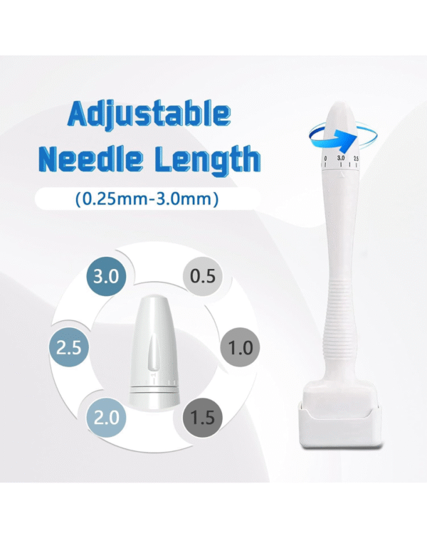 MORTON DAVIES 140 Titanium Adjustable Micro Needles Facial Derma Roller Kit for Skin Repair, Face, Hair & Beard Growth - Image 2