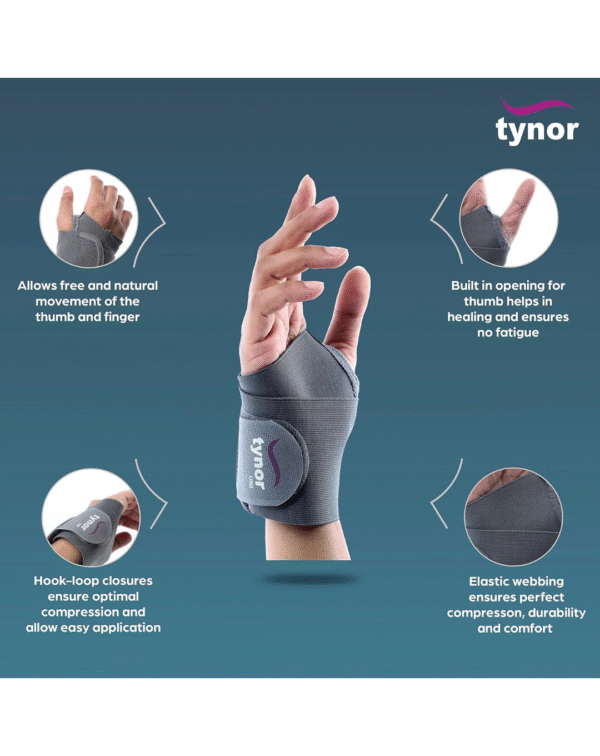 TYNOR Wrist Brace with Thumb, Support for Pain Relief & Stabilization - Image 2