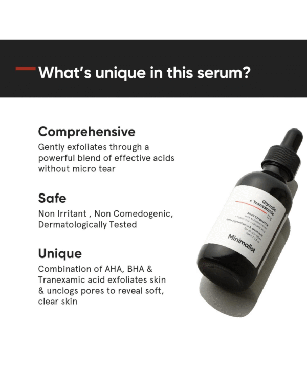 Minimalist 11% Glycolic acid & Tranexamic acid, AHA BHA Body Exfoliator - Image 4