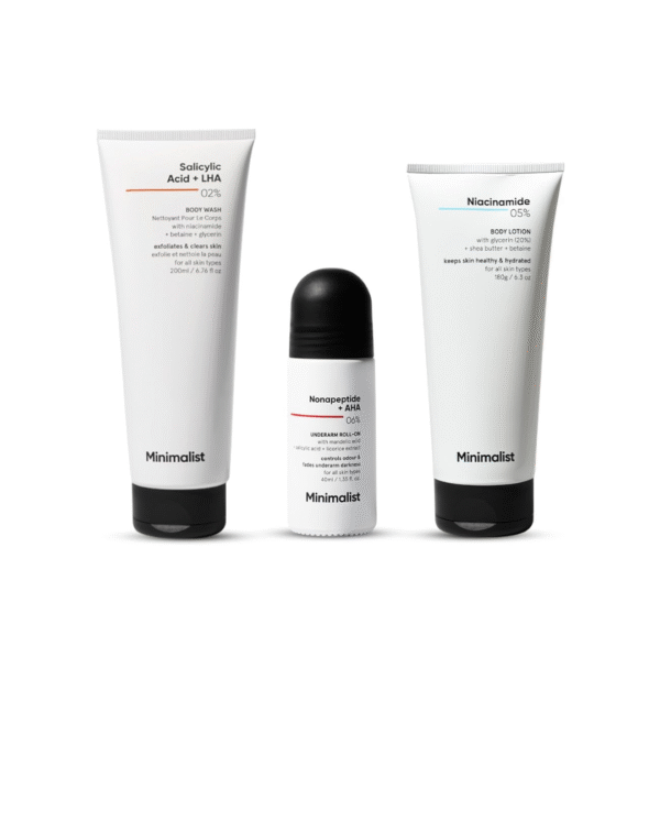 Minimalist Body Care Kit | 2% Salicylic Acid Body Wash + Underarm Roll-On + Niacinamide 5% Body Lotion