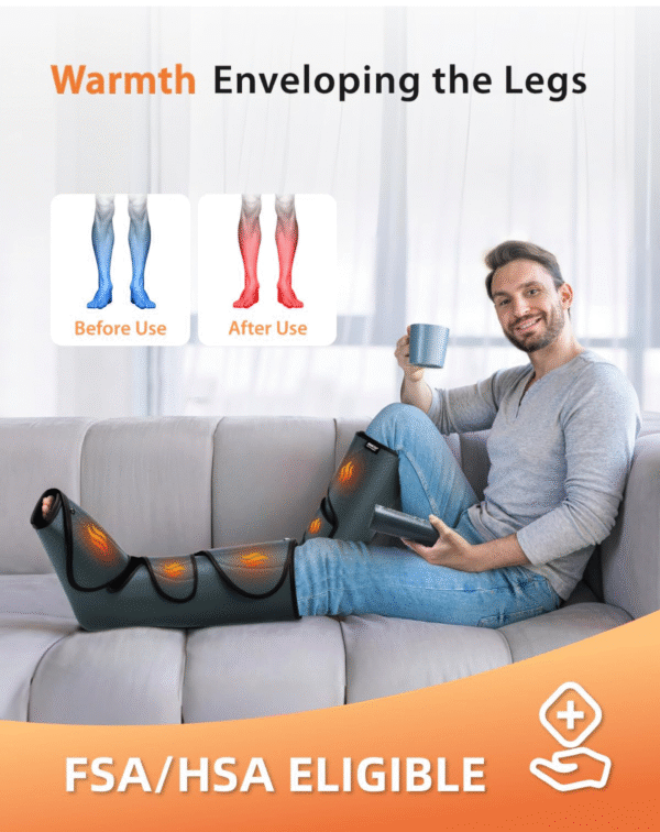 CINCOM Leg Massager with Heat and Compression, Legs Massage for Circulation and Pain Relief FSA HSA, Heating Calf Leg Air - Image 3