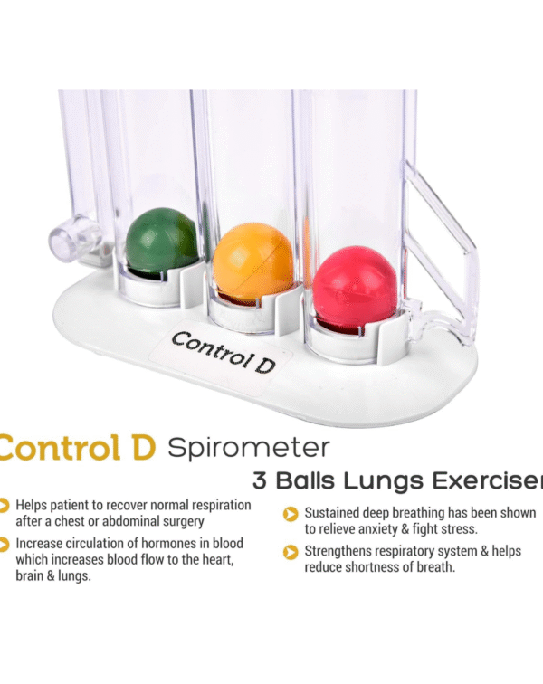Control D Respirometer 3 Ball Lung Exerciser Respiratory Exerciser Spirometer - Image 3