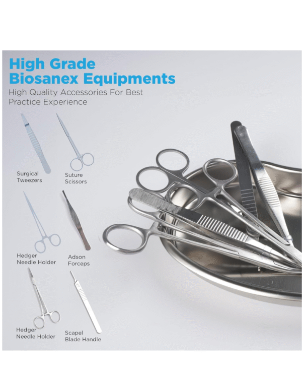 BIOSANEX® Complete Suture Kit for Medical Students – 35 Piece Practice Set with Realistic Pad, Suturing Tools, Needles & Threads – Ideal for MBBS, Nursing & Paramedical Training, Perfect for Future Doctors & Nurses. - Image 3