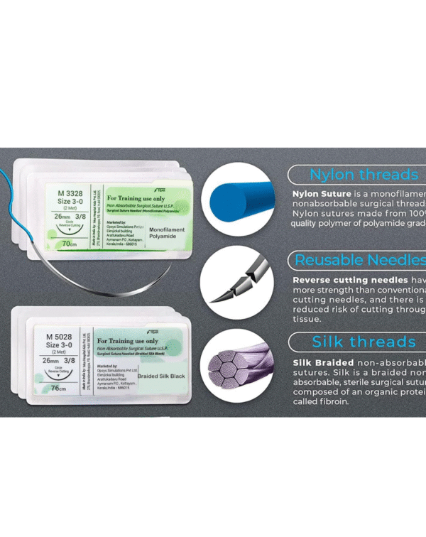 Opsys Premium Suture Practice Kit Including Large Silicone Suture Training Practice Pad and Suture Tool kit, Silicone Suture Practice Model for Medical Students - Image 4