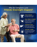 Friends Overnight Adult Diapers Tape Style - 30 Count (Large) with odour lock
