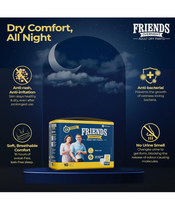 Friends Overnight Adult Diapers Pants Style - 30 Count (Medium) with odour lock - Image 4