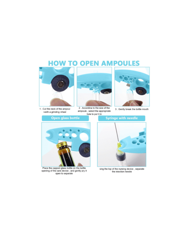 HASTHIP® Ampule Cutter with 5 Replaceable Grinding Wheels, Ampoule Cutter for Doctors, Glass Bottle Cutter, Ampule Breaker, Suitable for Home Daily or Medical Use, Cut The Ampoule (Blue) - Image 3
