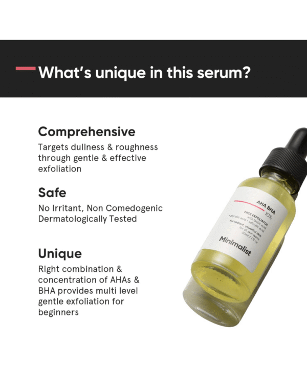 Minimalist 10% AHA BHA Exfoliating Serum For Beginners, AHAs (Lactic Acid & Glycolic Acid) - Image 3