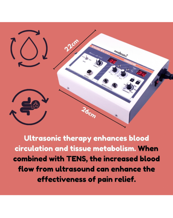 Physiowell Ultrasound Tens 2 Channel Physiotherapy Machine Electrotherapy Combo - Image 3