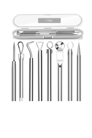Faigy 4PCS Blackhead Remover Comedone Extractor, Curved Blackhead Tweezers Kit