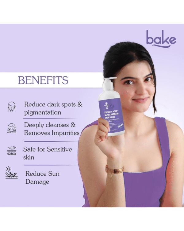 BAKE 2% Kojic Acid Brightening Face Wash with Alpha Arbutin & Niacinamide - Image 3