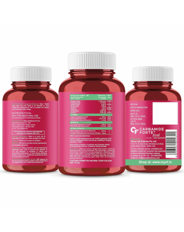 Carbamide Forte Iron Supplement for Women & Men | Folic Acid Tablets with Vitamin C, B12, Zinc - Image 4