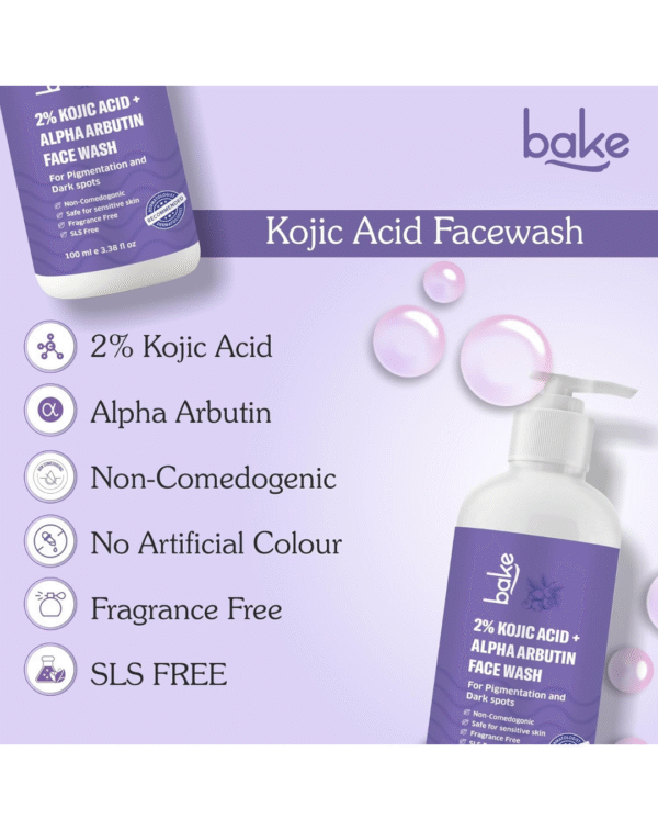 BAKE 2% Kojic Acid Brightening Face Wash with Alpha Arbutin & Niacinamide - Image 2