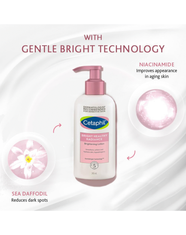 Cetaphil Bright Healthy Radiance Brightness Lotion 245ml, Dermatologist Tested, Niacinamide & Sea Daffodil, Dark Spot Reduction - Image 2