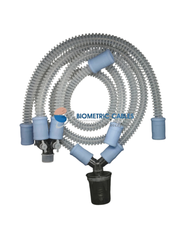 Reusable Silicone Adult/Pediatric/Neonatal Single Water Trap Ventilator Circuit with Extra Limb
