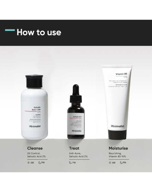 Minimalist Oily Skincare Kit | Routine Kit For Women & Men | Face Wash, Serum & Moisturizer Combo | 180g - Image 2