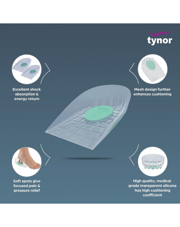 Tynor Heel Cushion Silicone, White, Medium, 1 Pair - Image 2